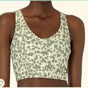 Sage Collective Activewear V-Neck Keyhole Longline Sports Bra Green Ink Spot